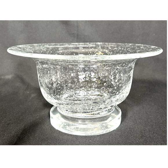 Handblown Bubble Seeded Footed Glass Bowl Vintage 1950's 8"-Excellent Mint! - Picture 1 of 10